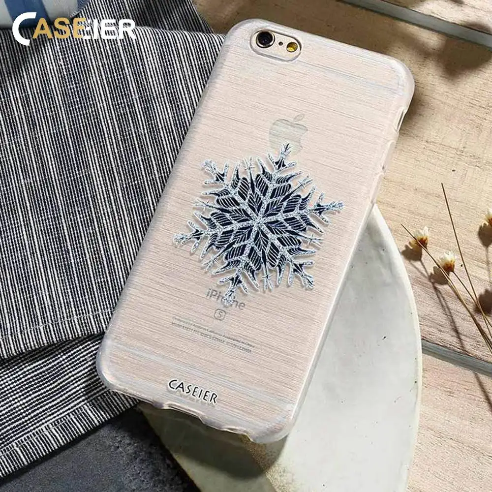 Чехол CASEIER с тиснением в виде рождественской снежинок для iPhone 7 6 6s Plus 5 SE