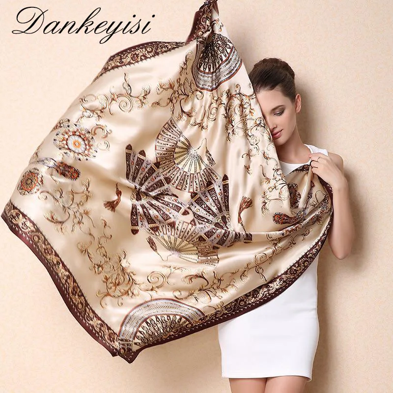 Женский пляжный шарф DANKEYISI большие квадратные шарфы из натурального шелка с