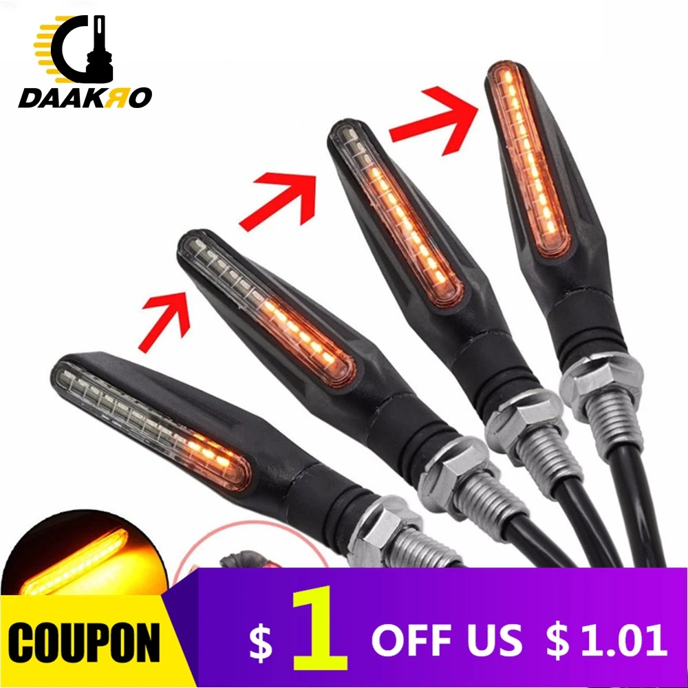 4 шт. универсальные светодиодные индикаторы поворота мотоцикла гибкая Гибкая