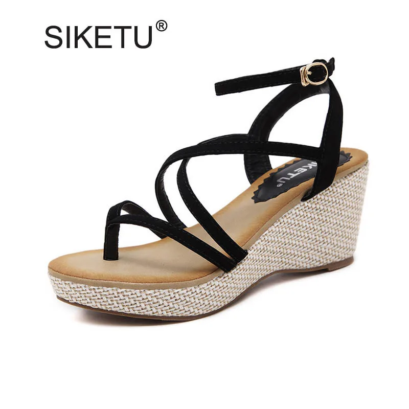 Новинка женские повседневные босоножки на танкетке модные сандалии гладиаторы с
