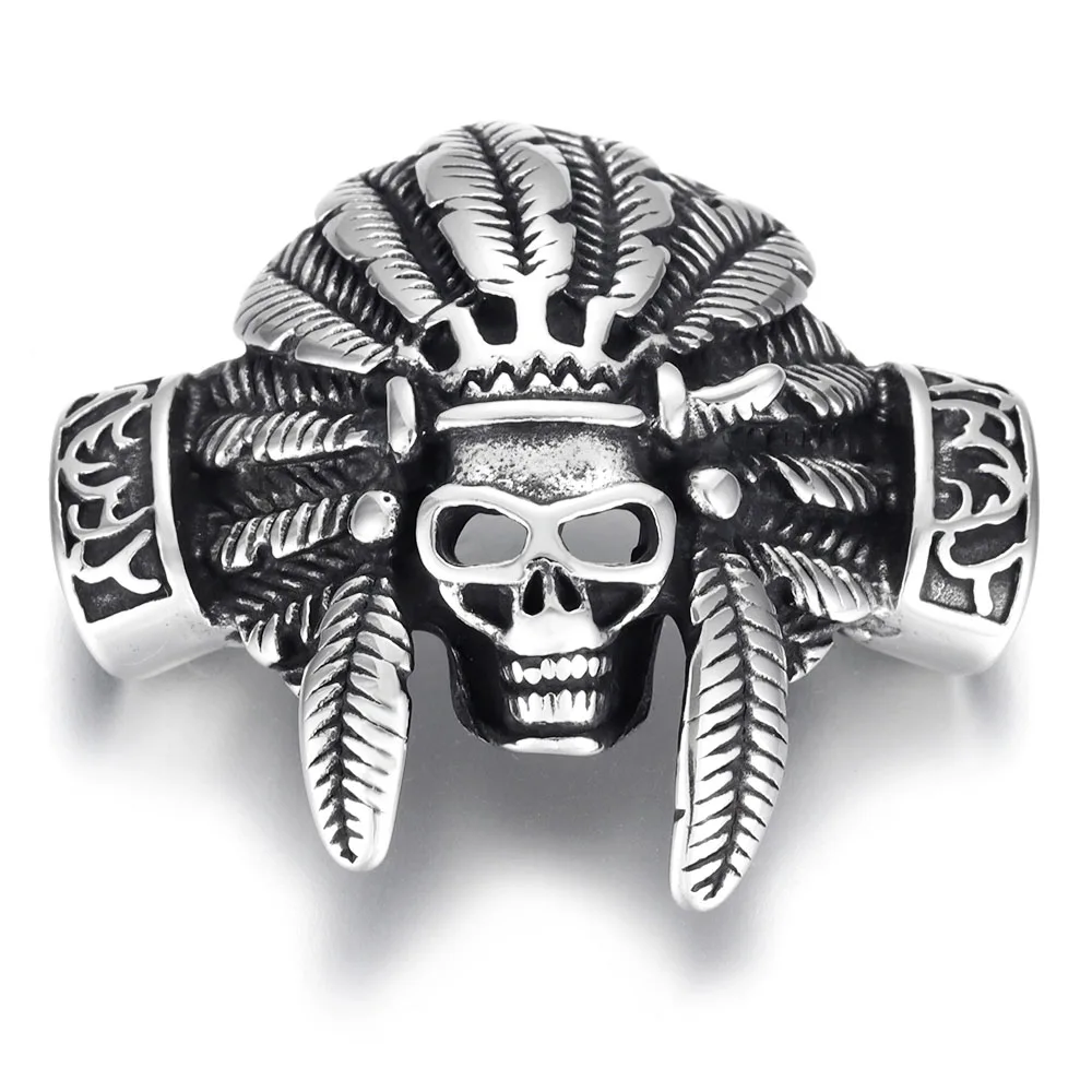 Skull Chief Нержавеющая сталь индийский главный соединитель в виде черепа отверстие 12*6 мм для DIY панк браслет фурнитура Мужские украшения HipHop делая поставки - Цвет: Skull Chief