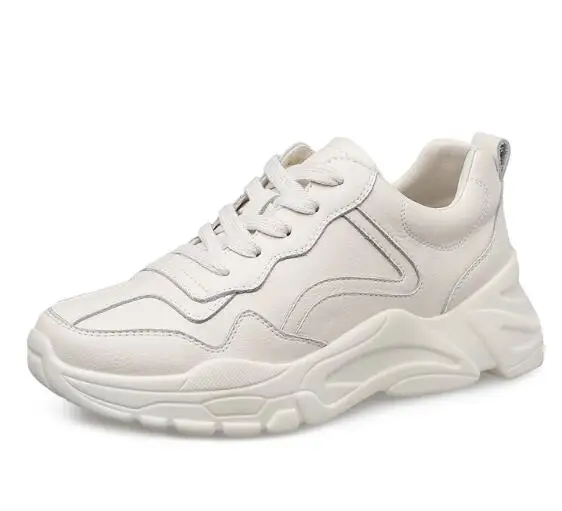 Слоновая кость Buono Scarpe/женские кроссовки на высоком каблуке; фирменный дизайн; обувь на шнуровке; Повседневная Белая обувь на толстой подошве; новые женские кроссовки на платформе - Цвет: Слоновая кость