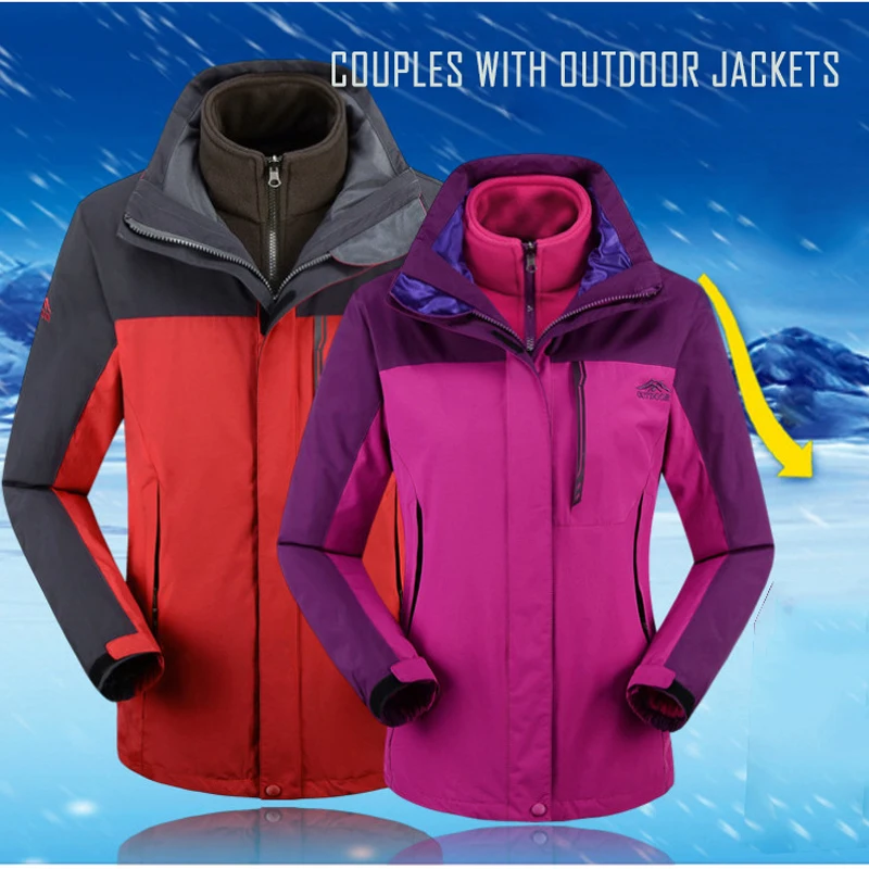 

Top Men women jackets winter Thermal outdoor hiking coats men Hooded waterproof Windbreaker male tourism velvet parkas jackets