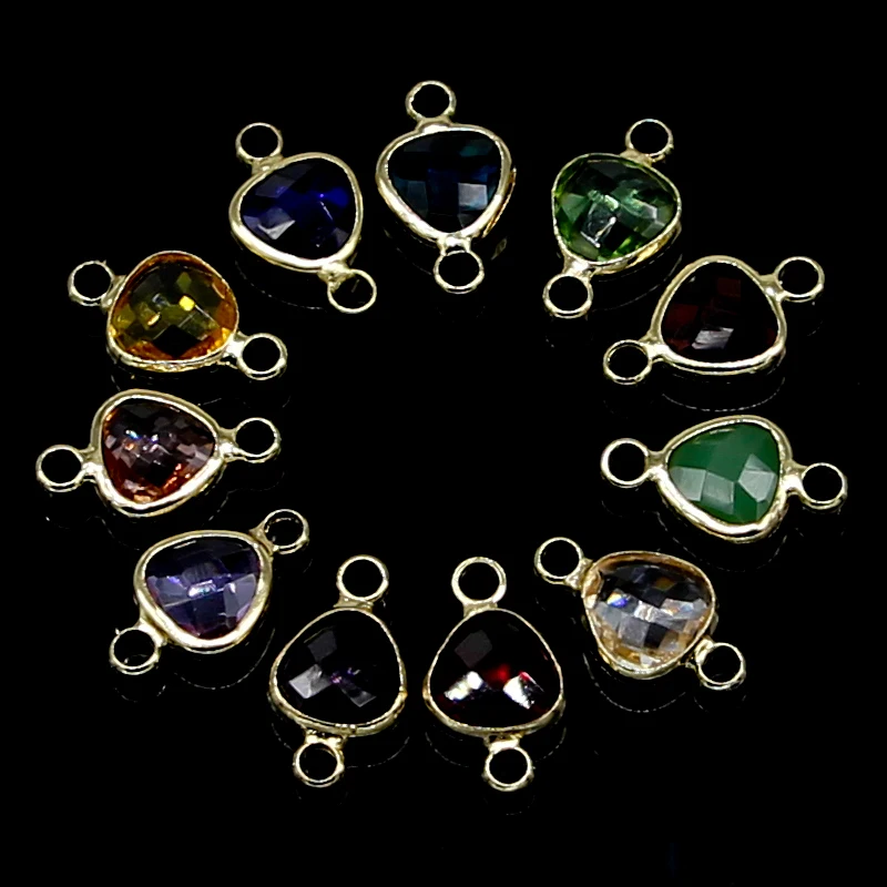 10 шт Гибридный витражный жемчуг треугольник двойная Пряжка граненые Бусы