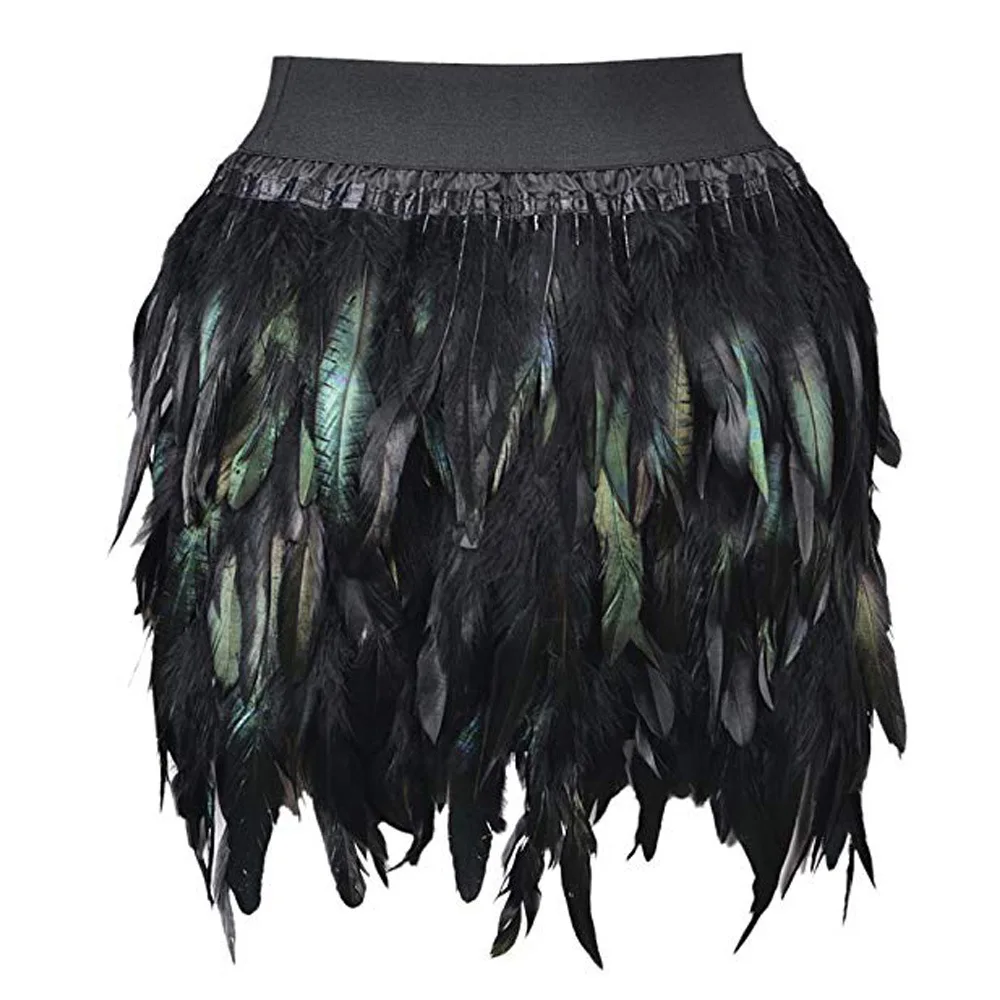 Handmade Feathers Sexy Skirt Women Gradient Color Mini Skirts Womens Nightclub Party | Женская одежда