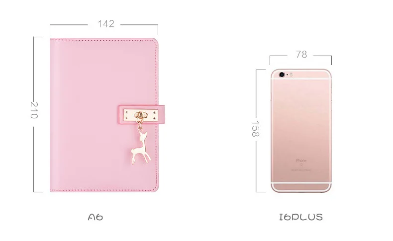 Pink Blue A6 Planner Leather Notebook Diary Journal Book Notepad Student Planner School Office Supply