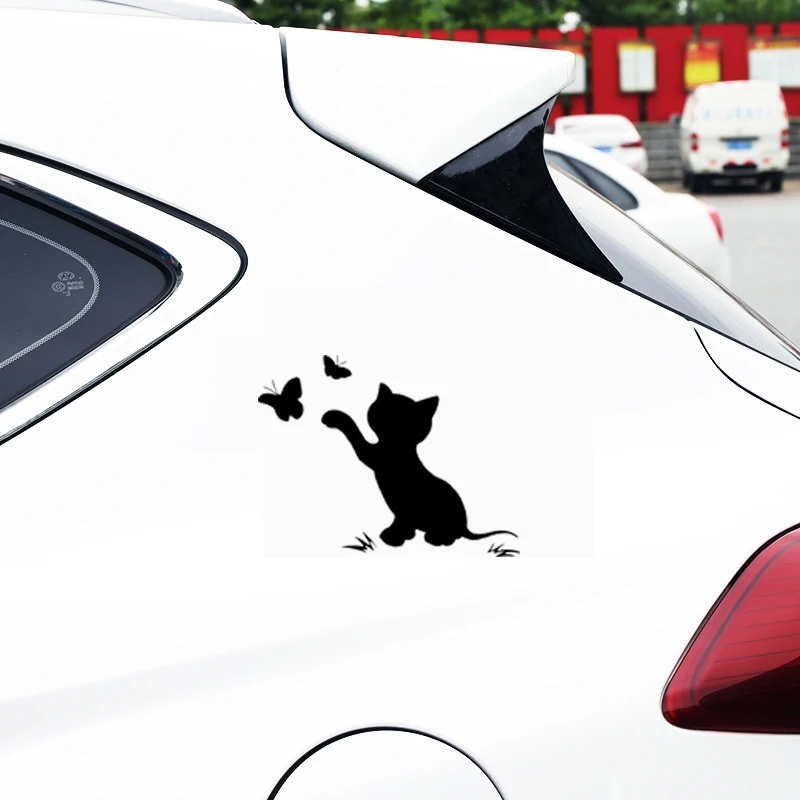 Стильные наклейки для автомобиля забавный кот Бабочка модный Декор наклейка