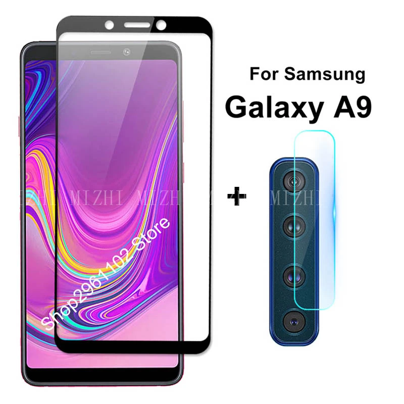 Закаленное стекло для Samsung Galaxy A7 A8 plus A9 2018 2 в 1 защитная пленка экрана объектива