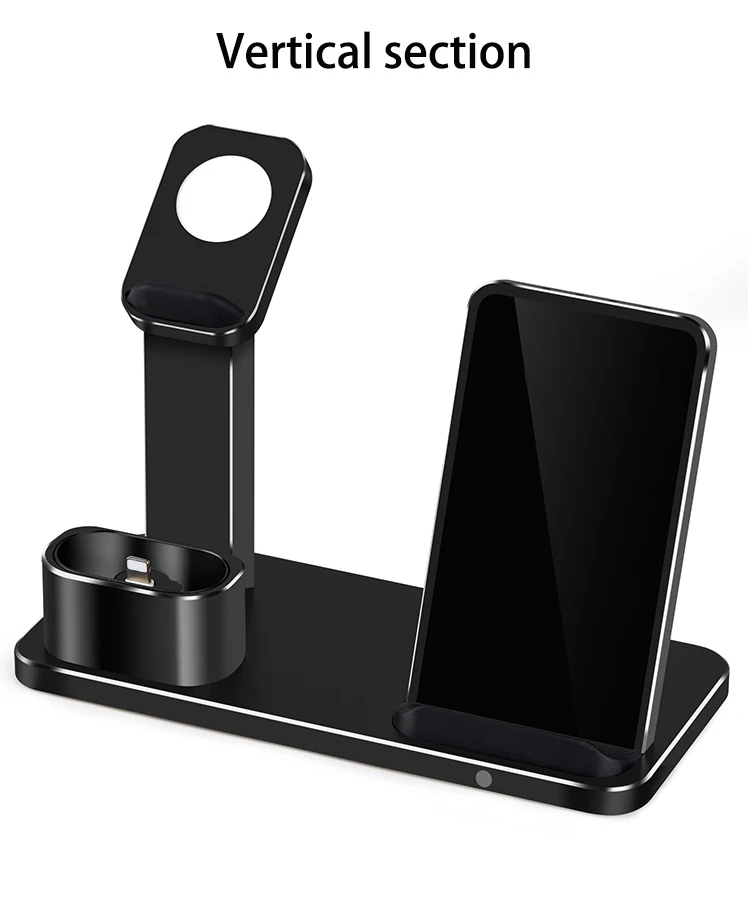 vertical-strap Ikase store 3 в 1 беспроводная зарядная подставка для iphone Qi Беспроводная зарядная док-станция для Airpods Быстрое беспроводное зарядное устройство для Apple Watch - Тип штекера: vertical-strap