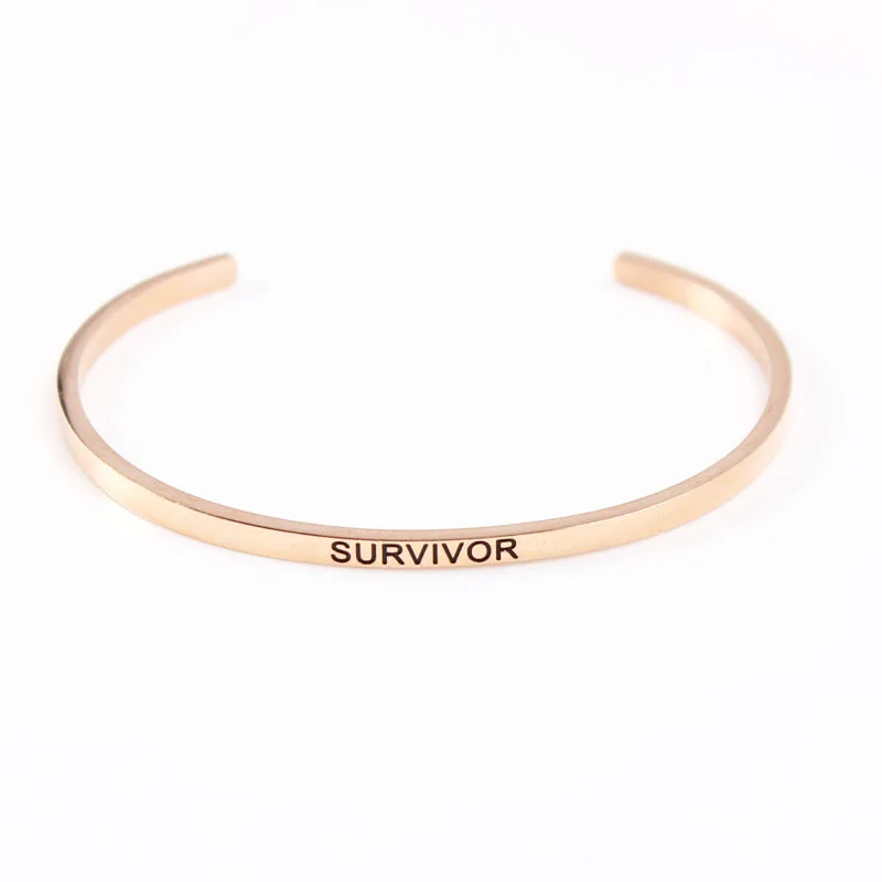 Onhale выдох из нержавеющей стали Открытый браслет манжета розовое золото с