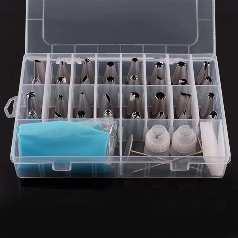 38pcs/Set Cake Decorating Tips Dessert Decorators Silicone Icing Cream Pastry Bag 32 Stainless Steel Piping Nozzle Set | Дом и сад