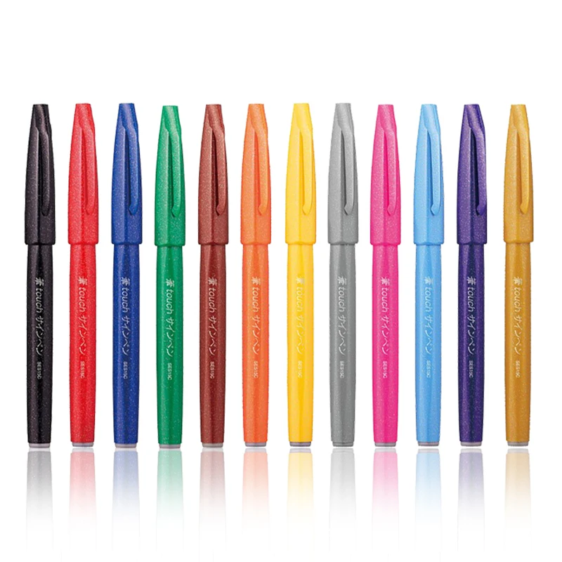 Япония Pentel Fude Touch SES15C Ассорти 6 | 12 цветов гибкий наконечник кисти каллиграфия ручка знак ручка Набор Эскиз Живопись Рисунок