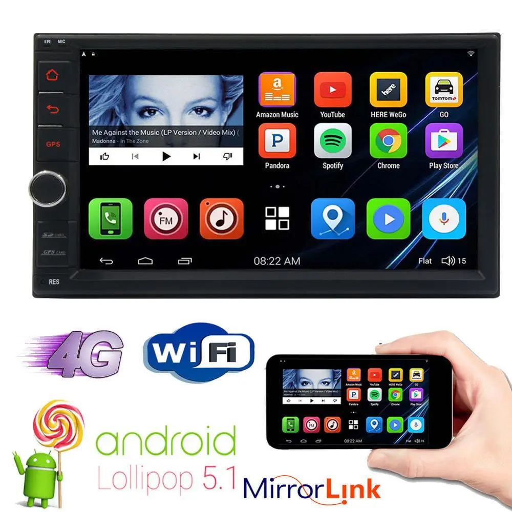 Четырехъядерный Android 5 1 4G wifi 7 &quotдвойной 2DIN автомобильный Радио Стерео dvd плеер gps