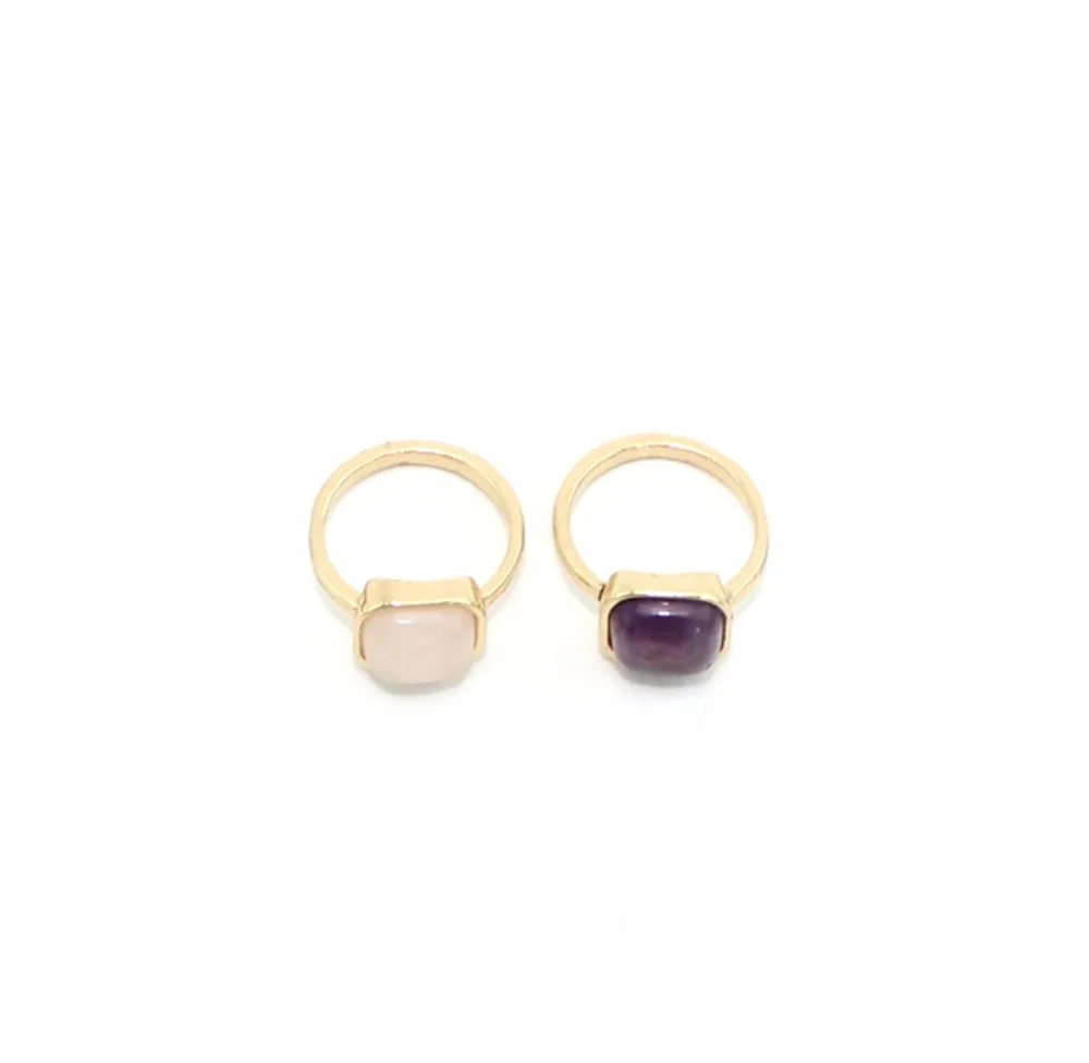 Druzy модные натуральные аметистые розы квадратные кольца Gemstoness для женщин и