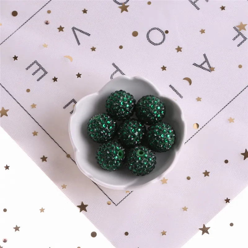 Dark Green 20 мм AB горный хрусталь массивные бусины набор из 10, Смола горный хрусталь бусины, массивная жевательная резинка ожерелье поставки-25 цветов выбор - Цвет: Dark Green