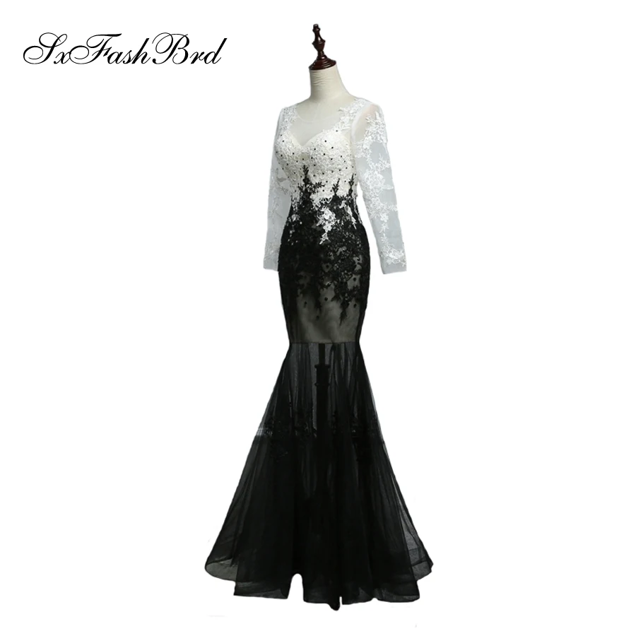 Vestido De Festa Sweetheart Long Sleeves Mermaid With Appliques Tulle Party Elegant Evening Dresses Dress for Women | Свадьбы и