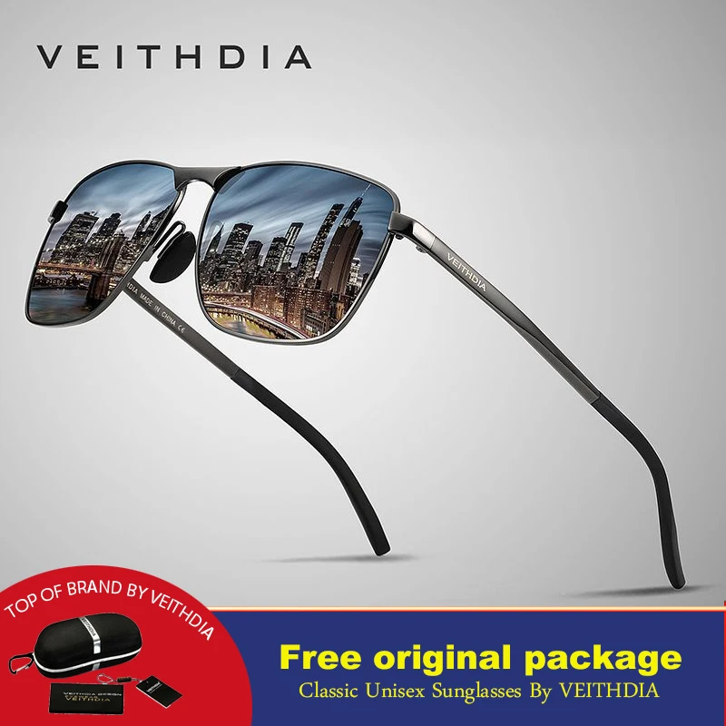 Мужские зеркальные солнцезащитные очки Veithdia модные квадратные с