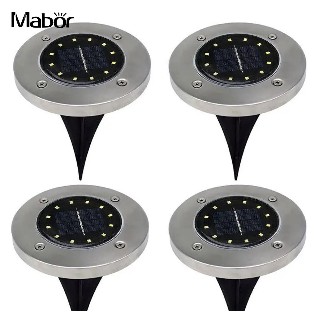 Ground Lamp 12 LED Walkway Lights Buried Street Underground disk Solar Power Garden Path Way Lawn Yard Outdoor Lighting | Лампы и