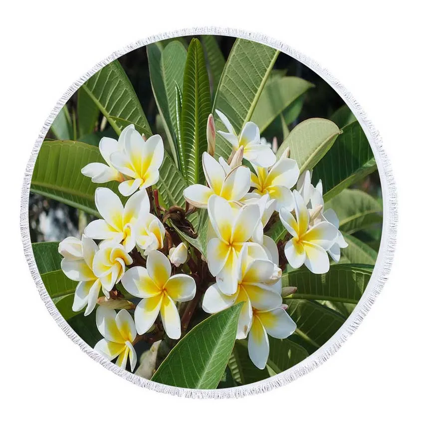 Летнее пляжное полотенце с цветами круглыми листьями и шнурком рюкзак сумка для