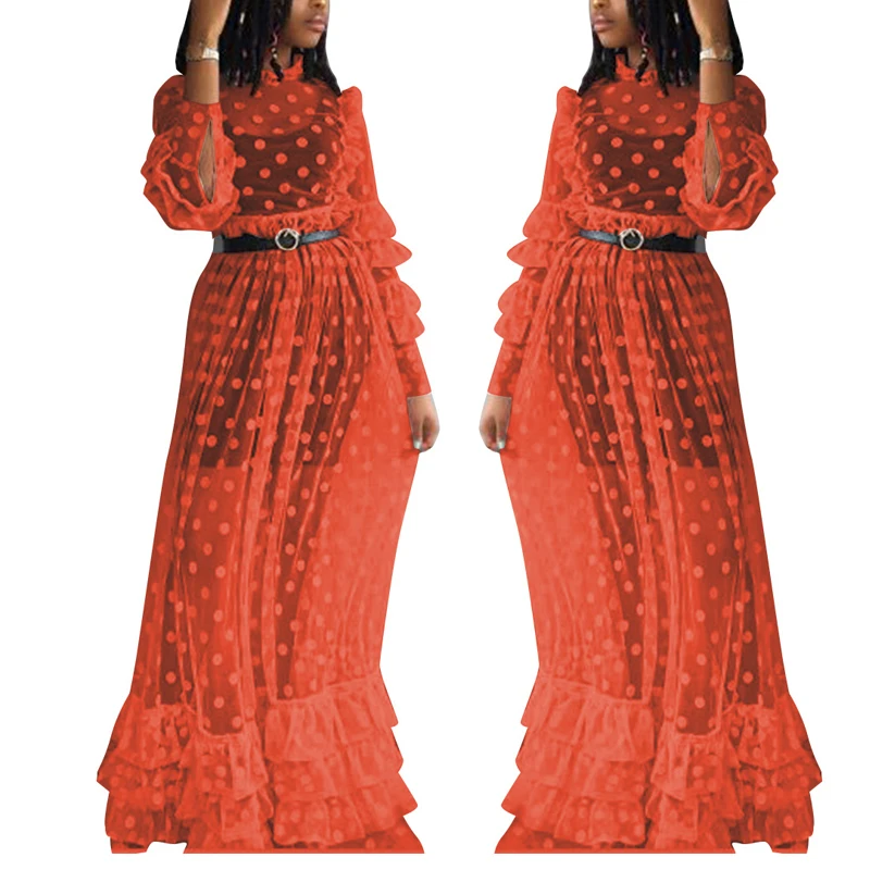 Плюс Размер Vestido Longo Robe Femme Ete 2019 Клубная одежда сексуальная перспектива горошек