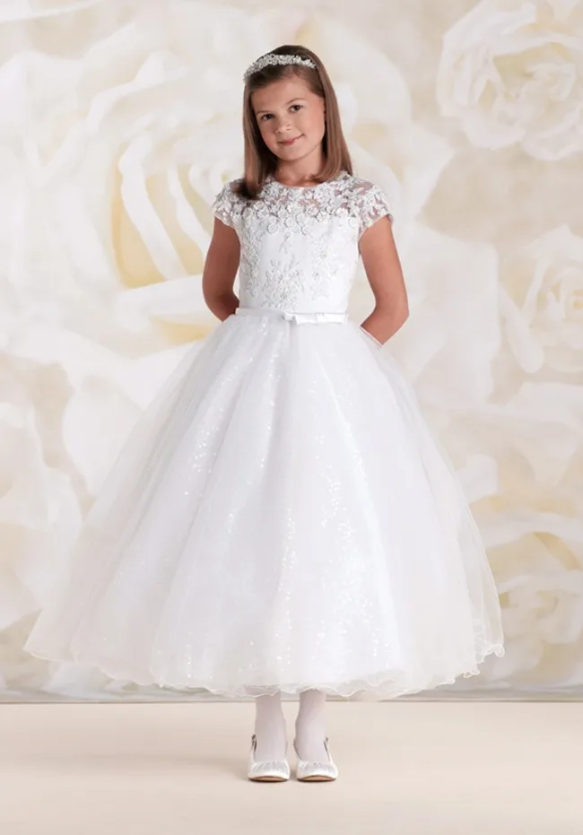 2015 Новый Цветок Девочки Платья для Партии и Свадьба Лодыжки Длина Pageant Первое