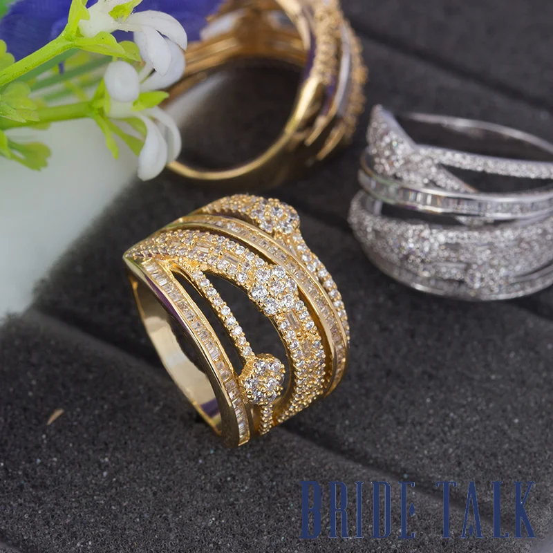 Bridetalk роскошные кольца с фианитами для женщин, подходят для свадебных, вечерние, свадебных, обручальных