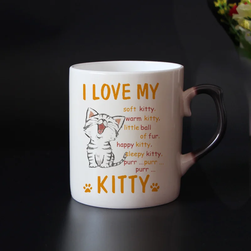 Кружка из костяного фарфора с изображением забавных кошек, кофейные кружки, Волшебная чашка для чая, волшебные кружки с рисунками из мультфильмов, подарок для друзей - Цвет: bone china magic mug