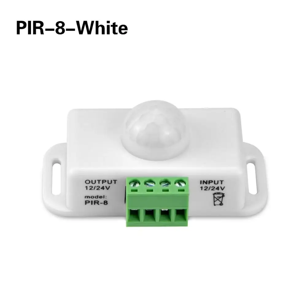 PIR-8-White Датчик движения переключатель Высокочувствительный DC12V-24V датчик переключатель для светодиодной ленты человеческого инфракрасный телесный датчик переключатель для 2835 5050 полосы - Цвет: PIR-8-White