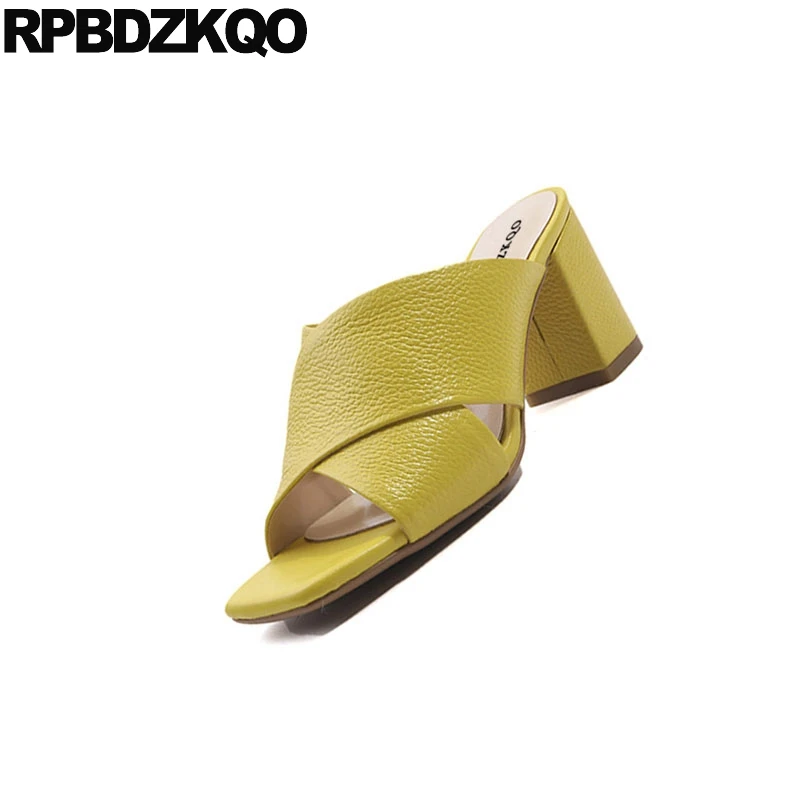 толстый мягкий дизайнерские сандалии женщины люкс 2018 желтый высокий каблук