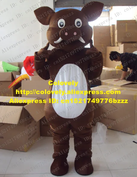 Ярко коричневый костюм дикой свиньи маскоте взрослый размер с большими ушами
