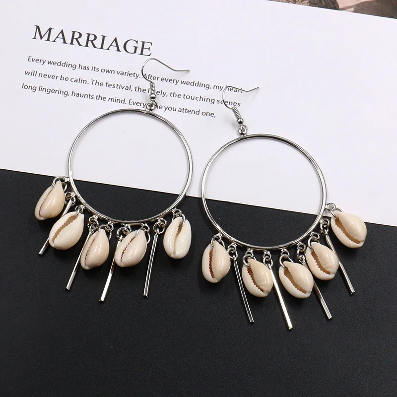 New Fashion Bohemian Gold Shell Earrings&Large Circle Tassel Pendant Earrings&Natural Earrings For Women Gifts HQEF1616 | Украшения и