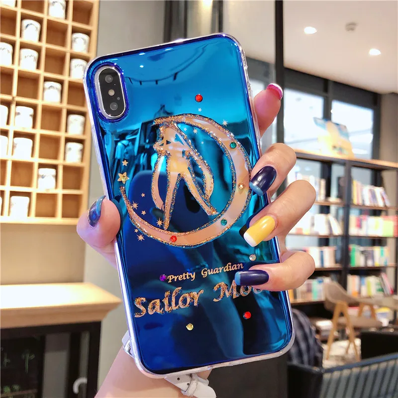 sailor moon Для iphone XS max XR X Блестящий Мягкий чехол с изображением Сейлор Мун для iphone 8plus 7plus 6SP 7 8 6 6S милый блестящий чехол с рисунком Sukura - Цвет: sailor moon