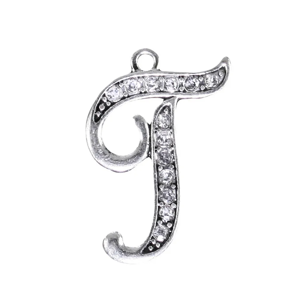 Новый Дизайн Модный оловянный сплав прозрачный горный хрусталь Алфавит т буквы