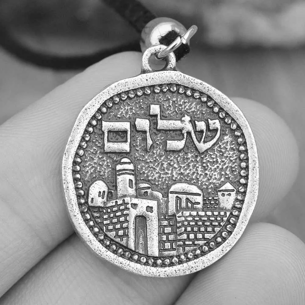 344Jerusalem Peace Винтажное мужское ожерелье из иврита Chai подвеска в виде иудейской летучей мыши подарок Иудейская бижутерия Прямая поставка A213/14 - Metal Color: 344Jerusalem Peace