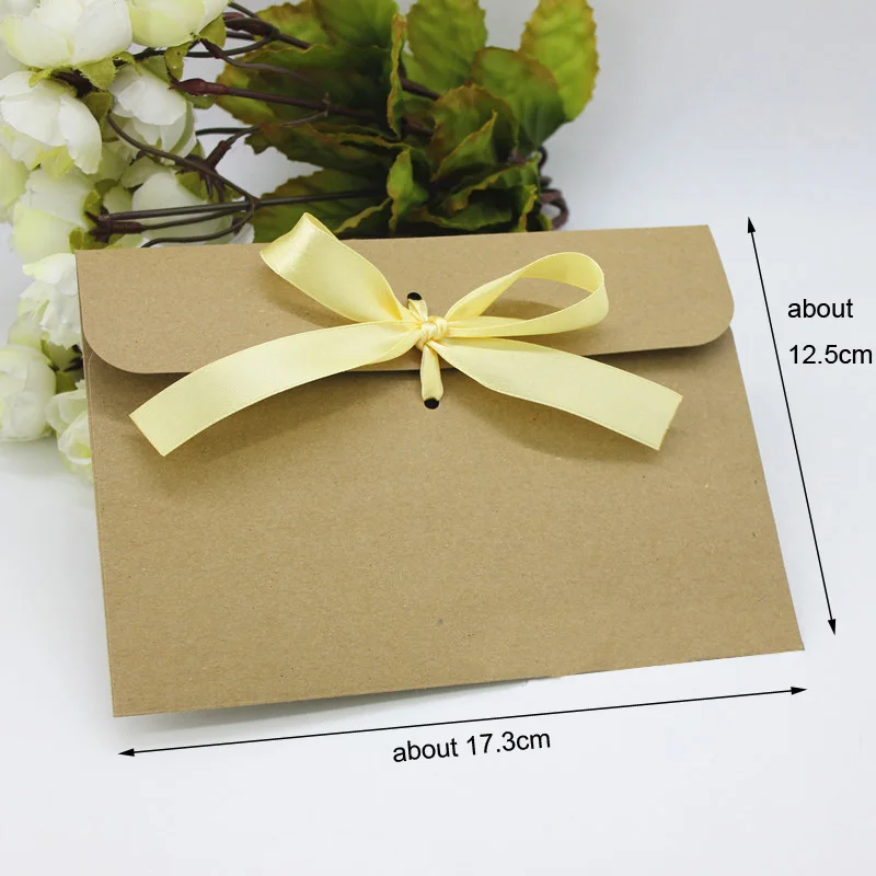 champagne ribbon 50 шт крафт-бумажные пакеты для подарков CD мешок с лентой Бумажный Подарочный мешок украшение для свадьбы открытка бумажный пакет для хранения подарков Packaing - Цвет: champagne ribbon