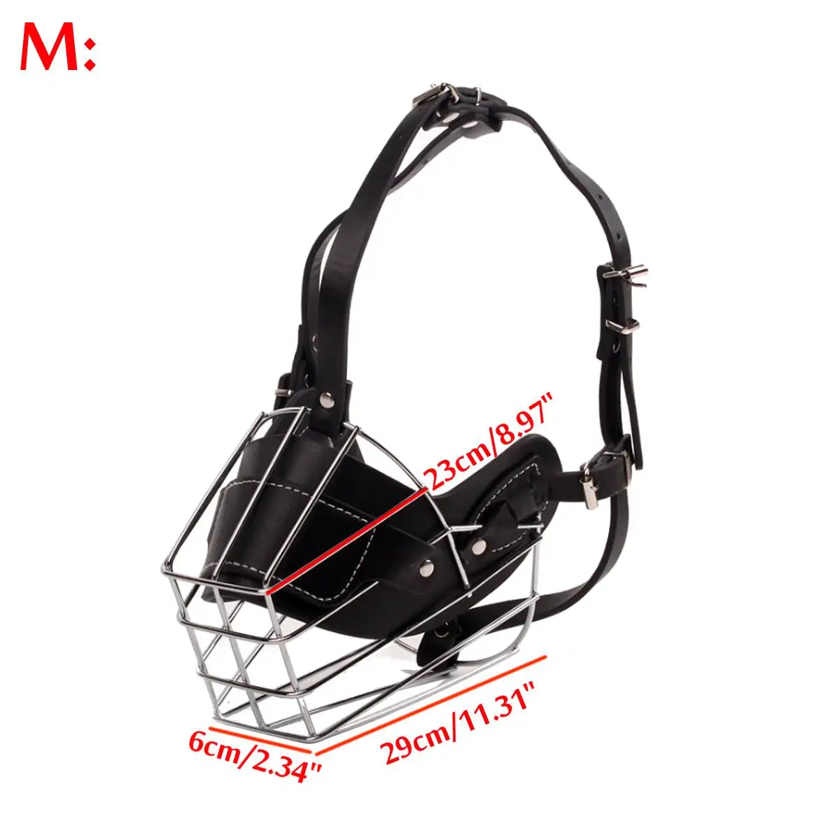 Stainless Steel Dogs Muzzle Metal Wire Basket Design Anti-biting Masks for Medium and Large Dogs Breathable Leather Safety Mask