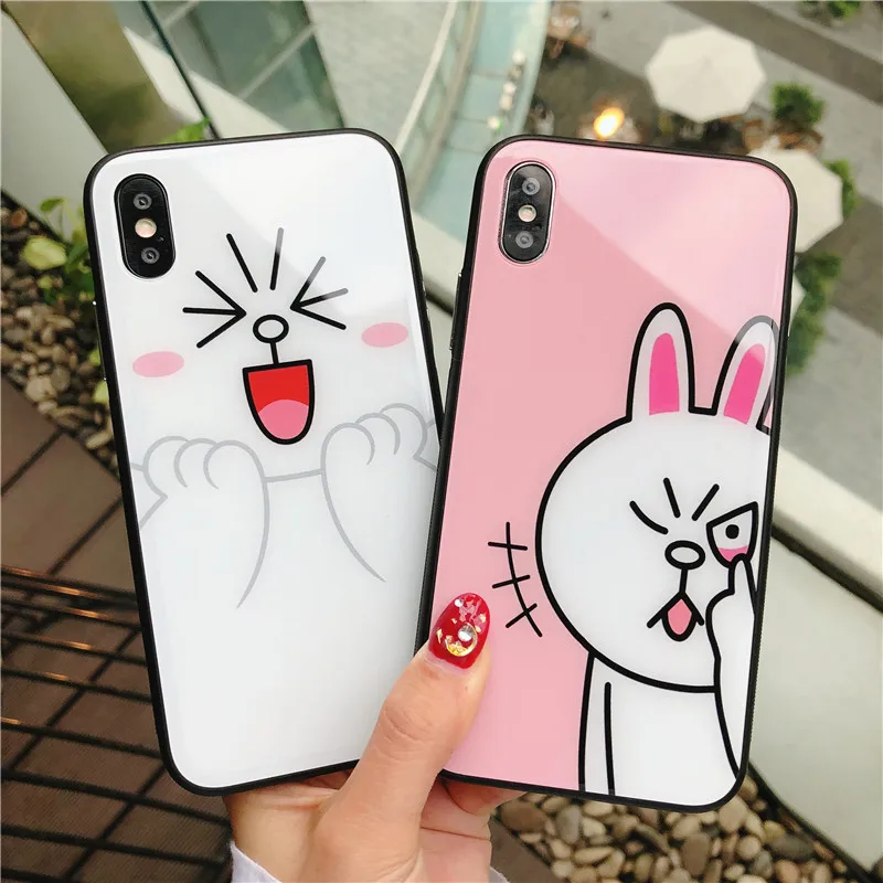Для Apple IPhone X 6s 6 plus 7 8 плюс закаленное Стекло милые Чехлы для телефона свободная