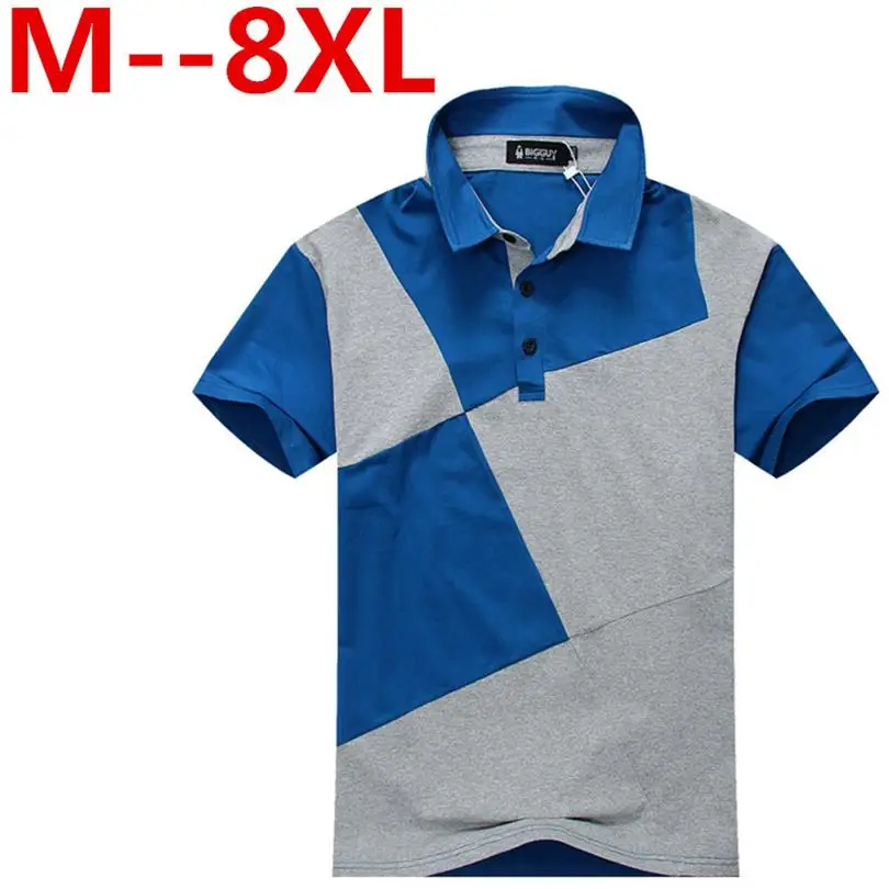 Мужская рубашка поло 10XL 8XL 6XL повседневная однотонная с коротким рукавом