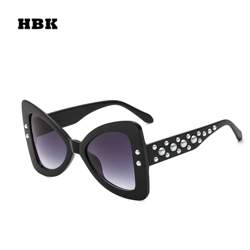 HBK Роскошные Жемчужные солнечные очки с бабочками женские ретро брендовые