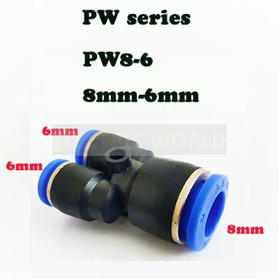 PW8-6 "Y" Пневматический соединитель фитинг тройник Union Push In фитинг для пневматической трубы соединения OD 4 6 8 10 12 14 16 мм пневматические фитинги PY PW - Цвет: PW8-6