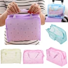 S цветочный принт прозрачная Водонепроницаемая косметичка для макияжа Дорожная сумка органайзер для туалетных принадлежностей Сумочка для зубных щеток