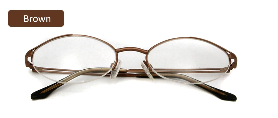 EYEWEAR BROWN Металлическая полуоправа, оптическая оправа, очки для женщин, оправа для очков, очки для мужчин, овальные прозрачные линзы, Lunette Femme, аксессуары для очков - Цвет оправы: EYEWEAR BROWN