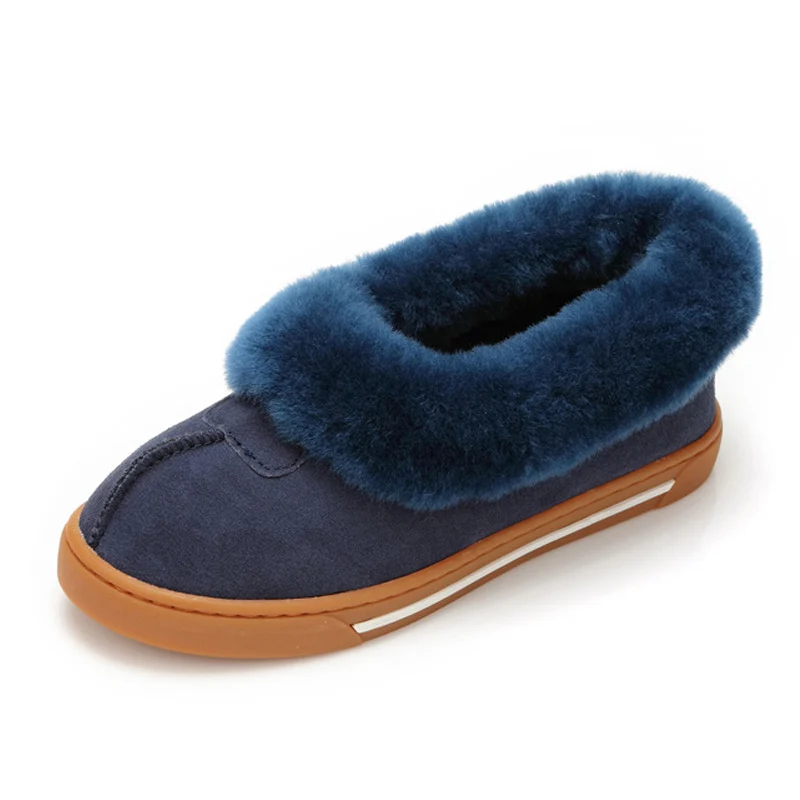 Navy Blue UVWP классические женские зимние сапоги высокого качества из натуральной кожи; водонепроницаемые полусапожки Модные женские туфли теплые зимние ботинки - Цвет: Navy Blue