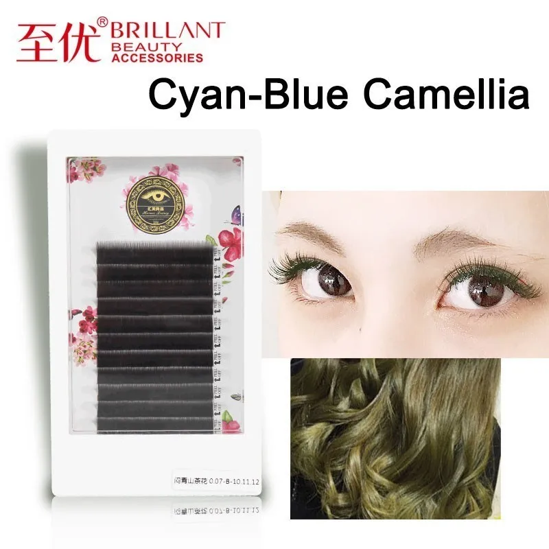 Накладные ресницы Camellia классические лучше всего насыщенные 0 07 грубая мягкая Cyan