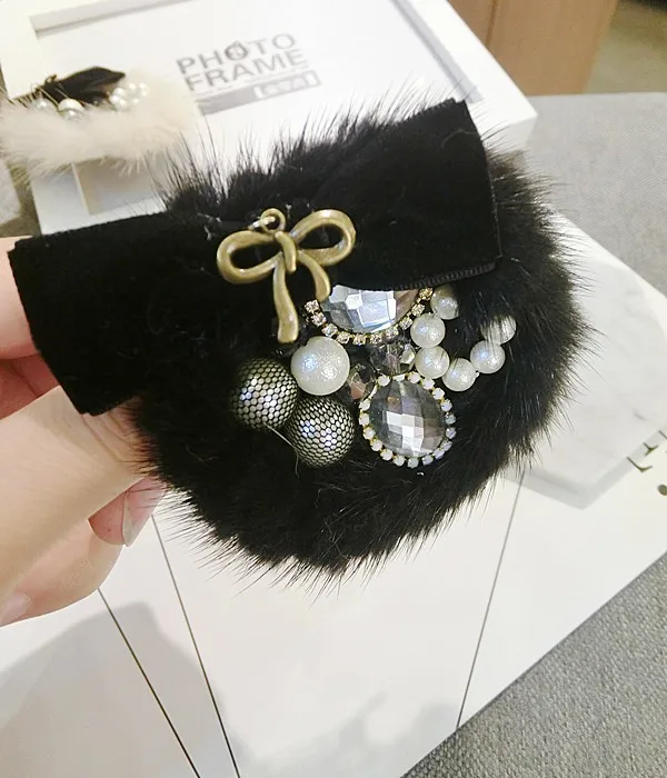 Ручная работа, Модный меховой бант, стразы, броши для женщин, винтажный искусственный жемчуг кристаллы, брошь с мехом, булавки, ювелирные изделия