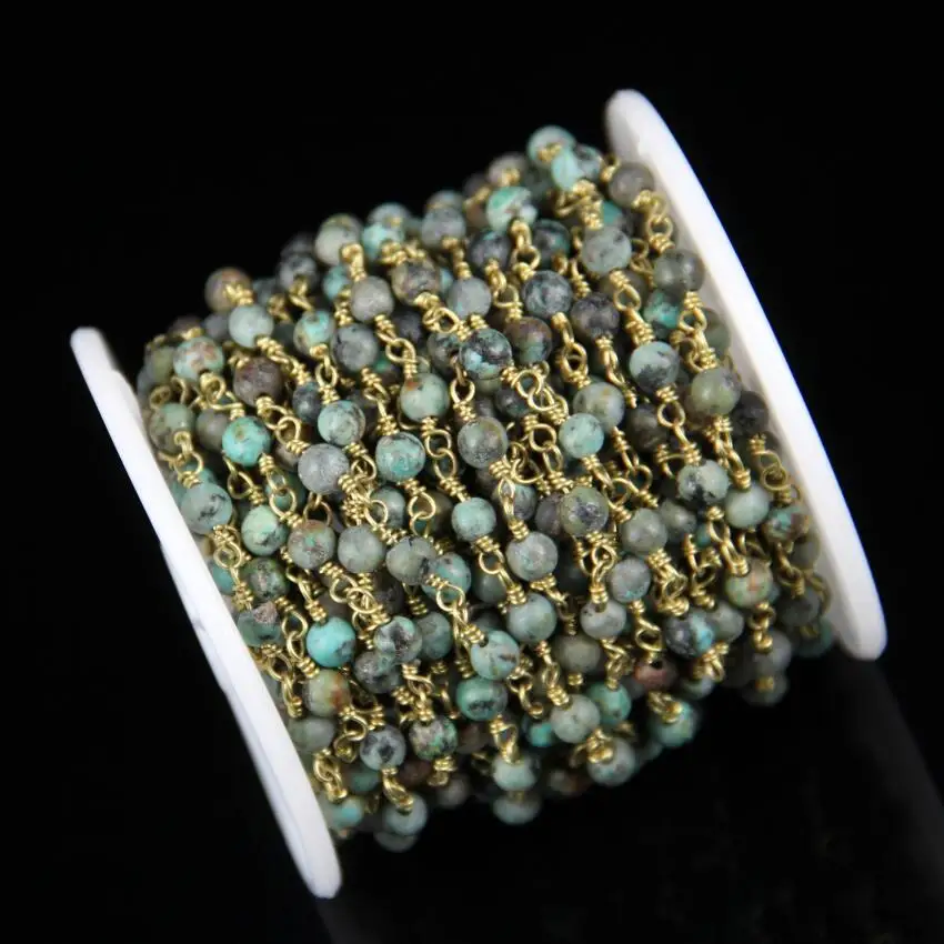 Круглая форма синий Африка бирюзовые бусы цепь колье ожерелье Провод Завернутый