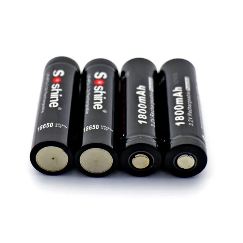 Soshine 3,2 V Перезаряжаемый 18650 LifePO4 батарейный элемент 1800mAH Защищенный положительный ниппель для Led Фонарь налобный фонарь велосипедный светильник
