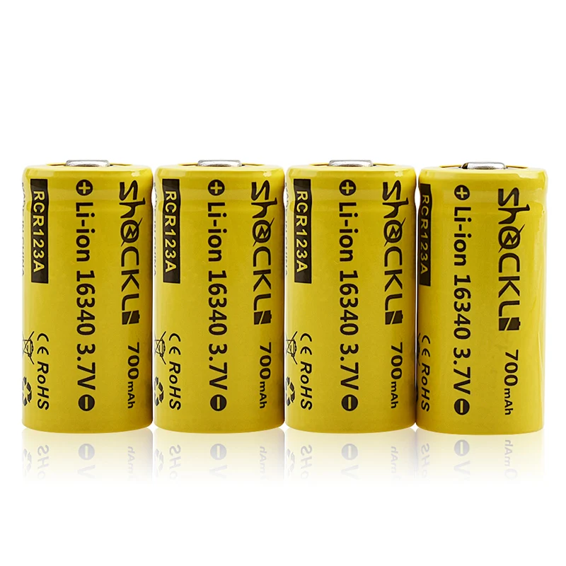 4 шт./лот RCR123A батареи Shockli 16340 700 mAh 3,7 V литий-ионная аккумуляторная батарея cr123a Для дома камера светодиодный фонарик налобный фонарь