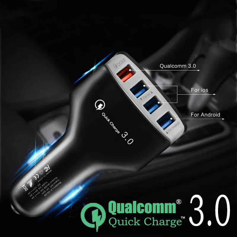 Быстрая зарядка 3,0 4 USB Автомобильное зарядное устройство адаптер QC3.0 Быстрая зарядка 4 порта автомобильное зарядное устройство для мобильного телефона iPhone samsung A40 Xiaomi 9T