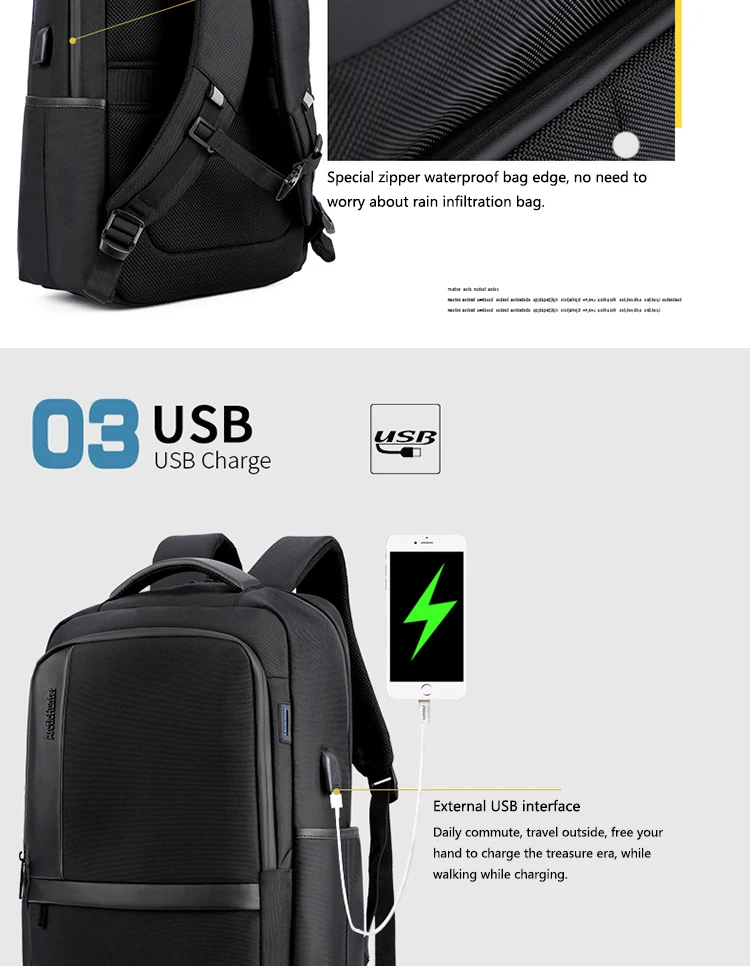 Мужская 15,6 дюймовая сумка для компьютера, внешний usb порт для зарядки, водонепроницаемый рюкзак для ноутбука, рюкзак с защитой от кражи, рюкзак для путешествий, ноутбук Mochila
